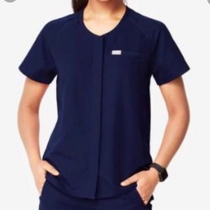 Navy Tela collarless scrub top XS 
Button down 
New with tags